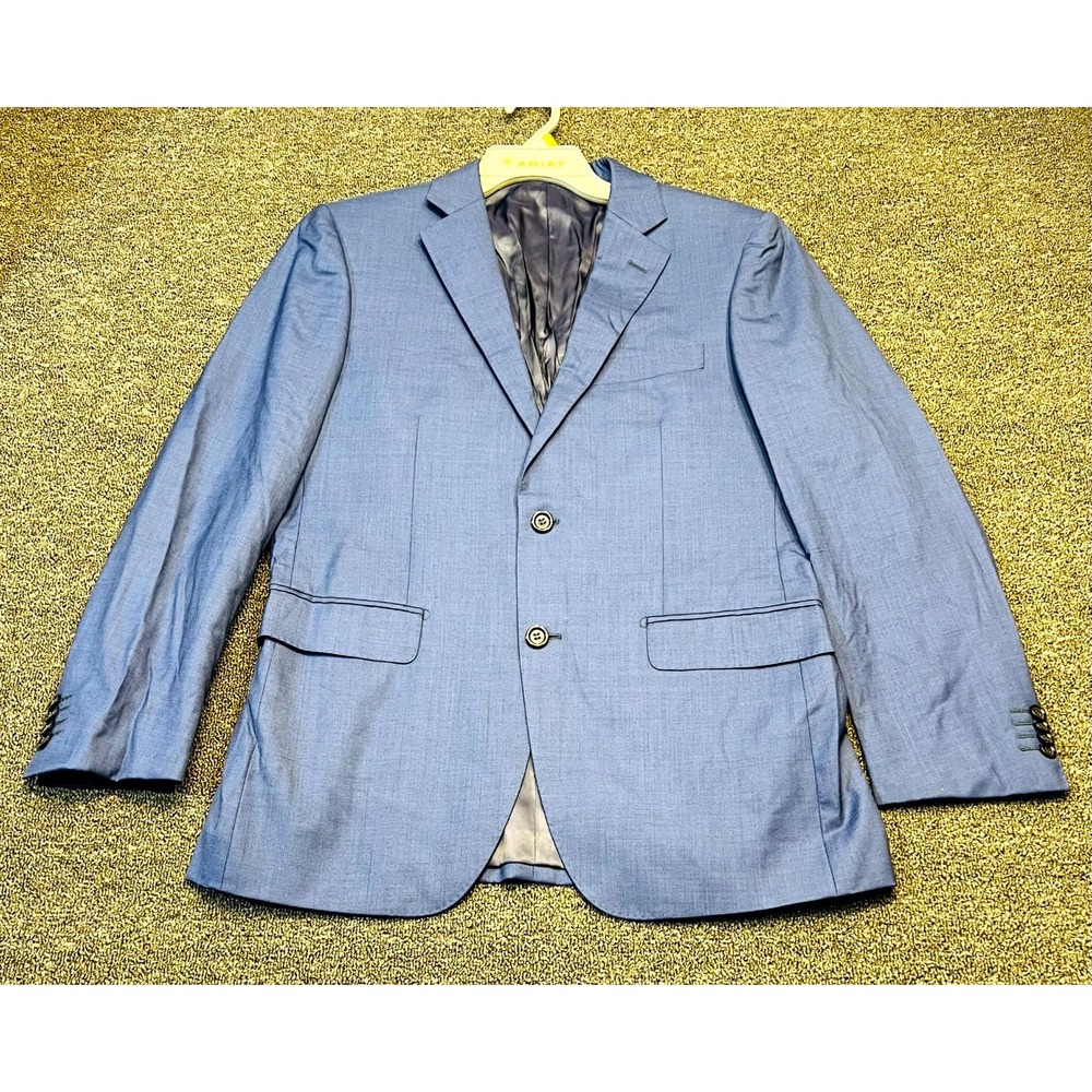 Byron British Blazer Jacket Men's 38 Blue Lined Single Breasted Business Formal